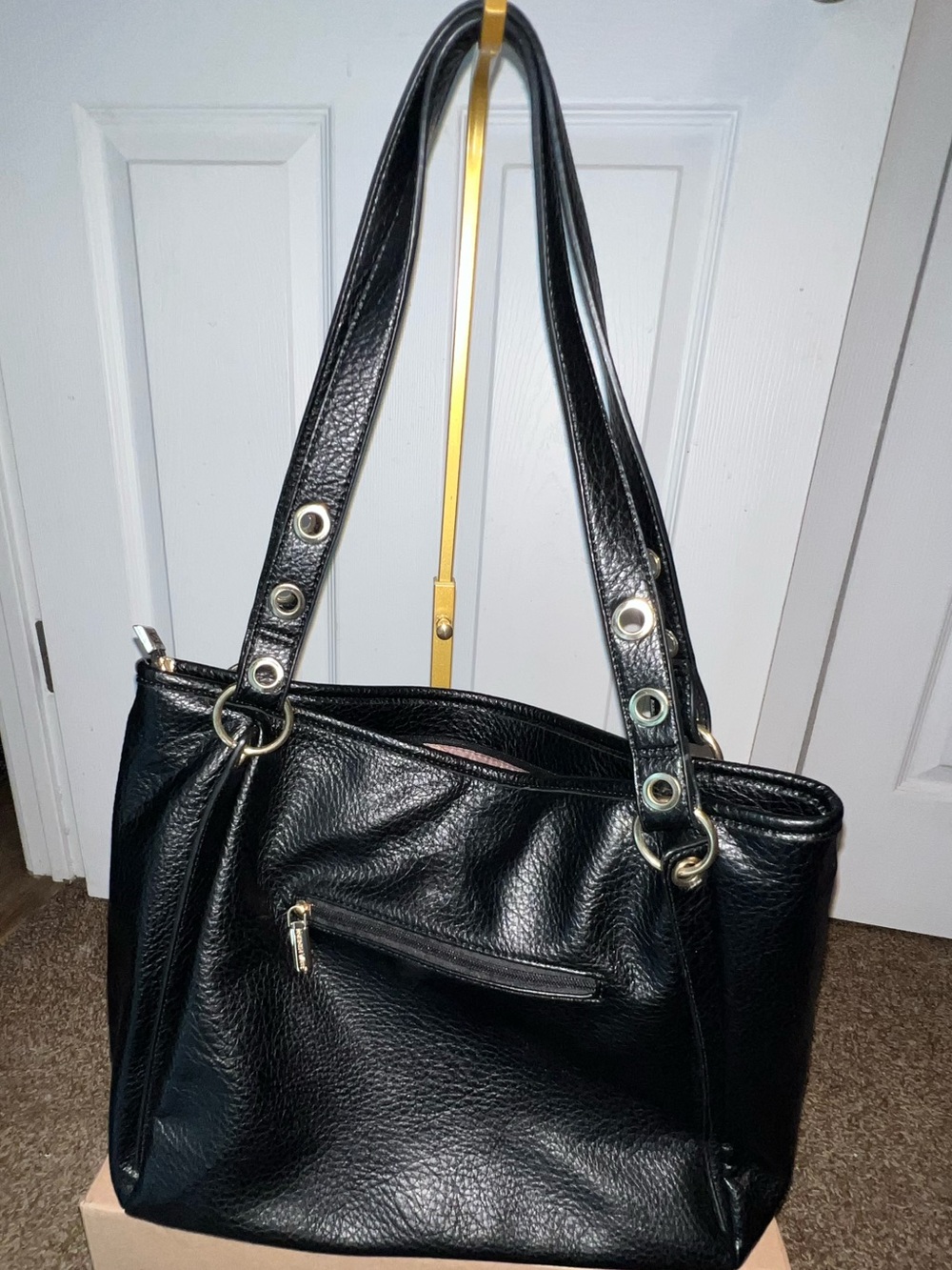 Montana West Black Shoulder Bag with Gold Accents
